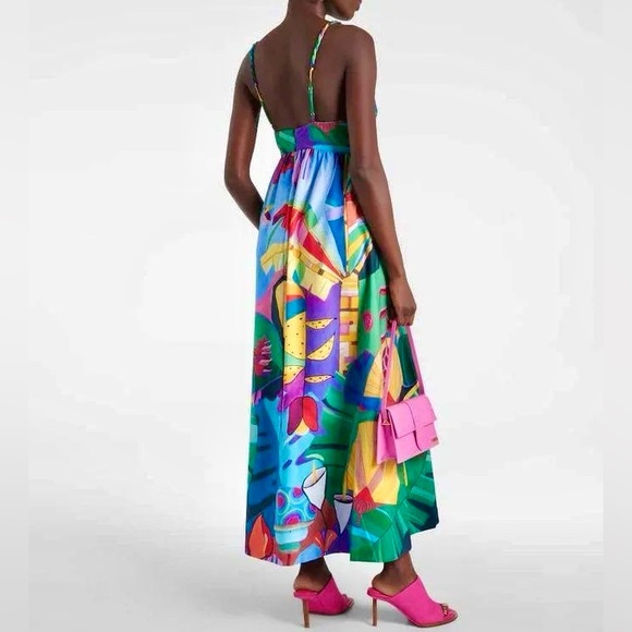 πΊπHPππΊ NWT Farm Rio Tropical Scenario Maxi Dress - Picture 14 of 16